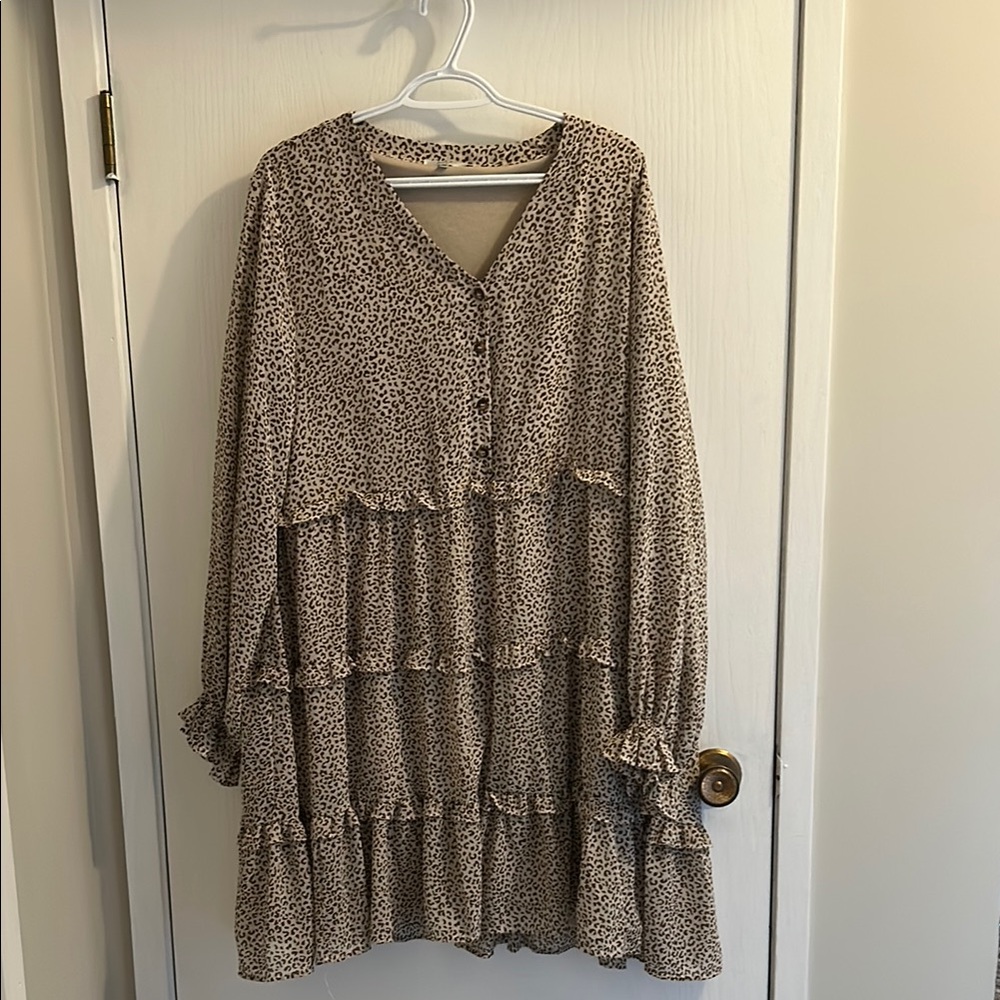 JODIFL Tan Brown Ruffled Tiered Sundress